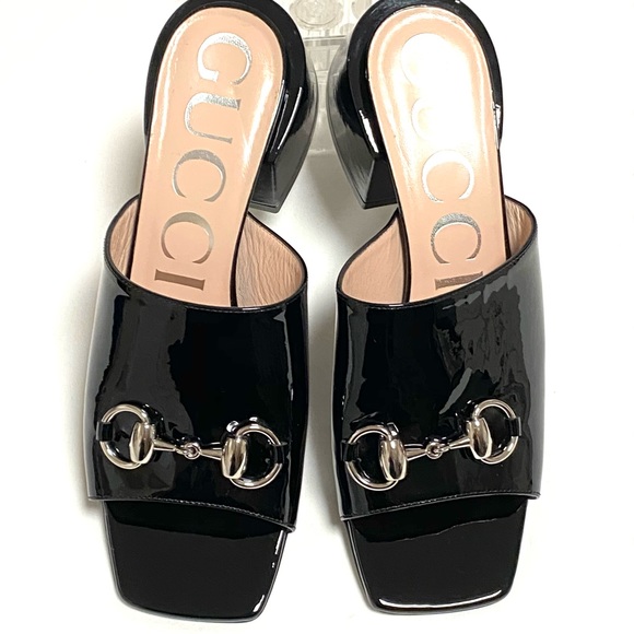 Gucci Patent leather mid-heel slides - Picture 3 of 8